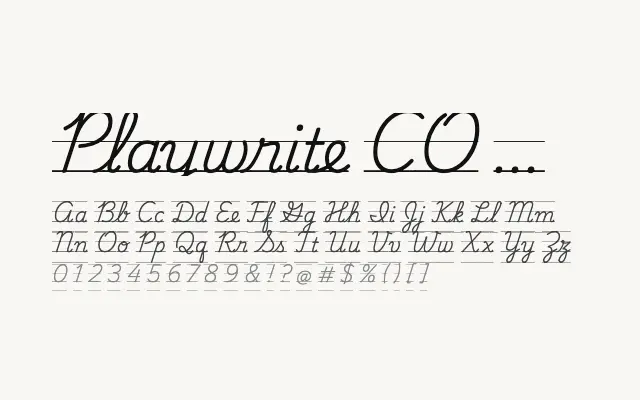 Playwrite CO Guides specimen from Google Fonts