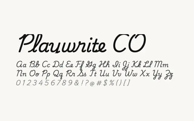 Playwrite CO specimen from Google Fonts