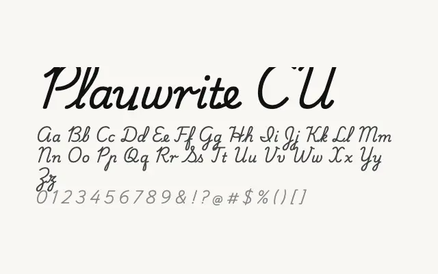 Playwrite CU specimen from Google Fonts