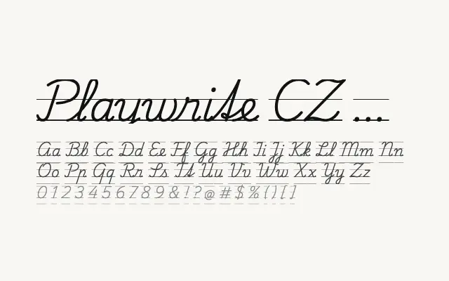 Playwrite CZ Guides specimen from Google Fonts