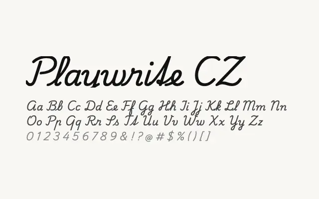 Playwrite CZ specimen from Google Fonts