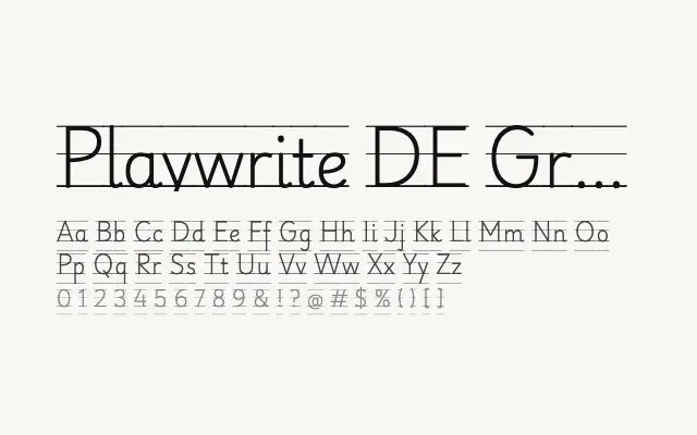 Playwrite DE Grund Guides specimen from Google Fonts