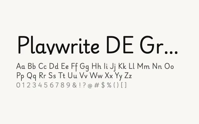 Playwrite DE Grund specimen from Google Fonts