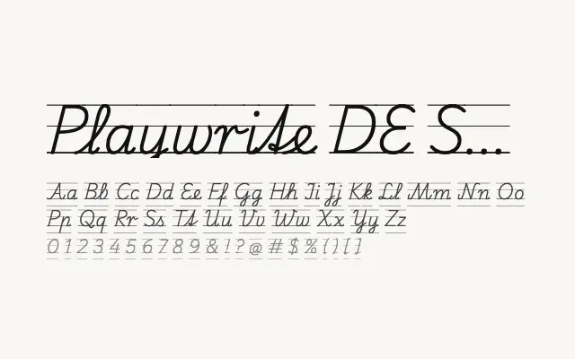 Playwrite DE SAS Guides specimen from Google Fonts