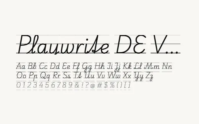 Playwrite DE VA Guides specimen from Google Fonts