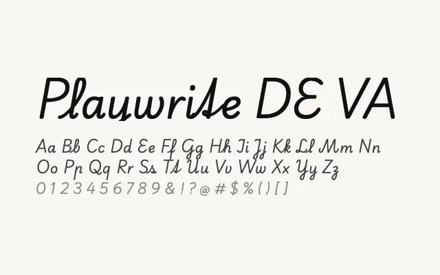 Playwrite DE VA specimen from Google Fonts