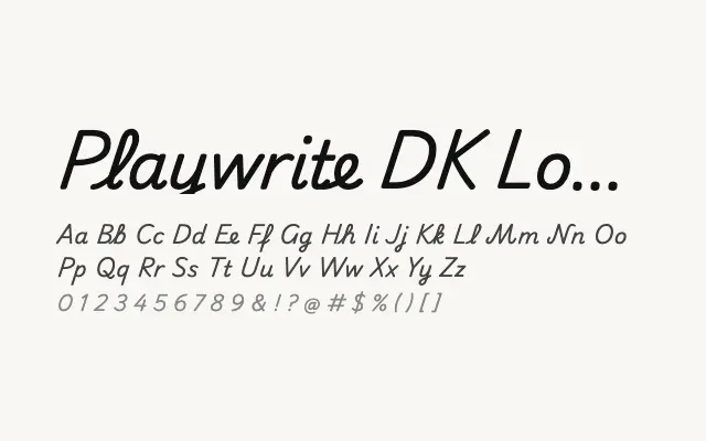 Playwrite DK Loopet specimen from Google Fonts