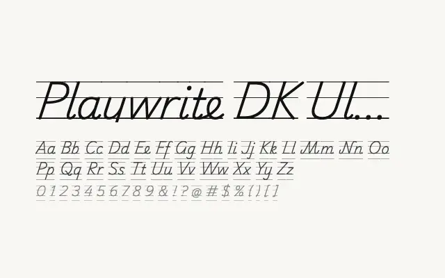 Playwrite DK Uloopet Guides specimen from Google Fonts