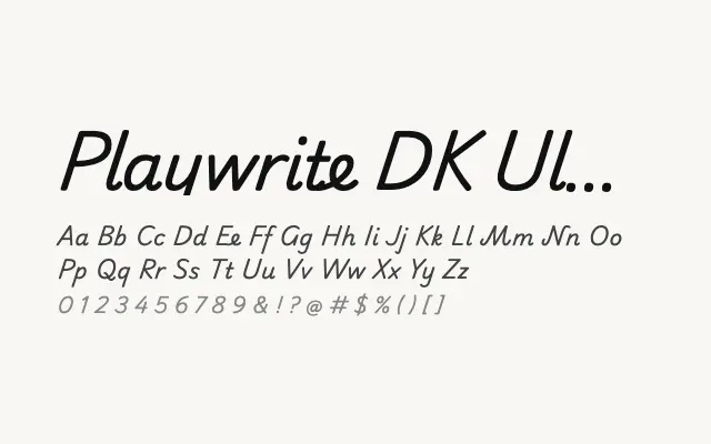 Playwrite DK Uloopet specimen from Google Fonts