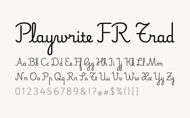 Playwrite FR Trad specimen from Google Fonts