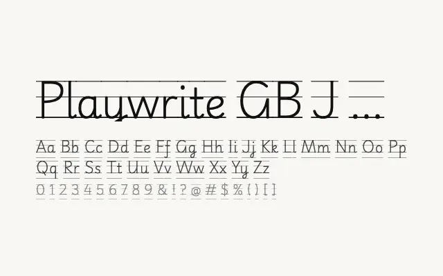 Playwrite GB J Guides specimen from Google Fonts