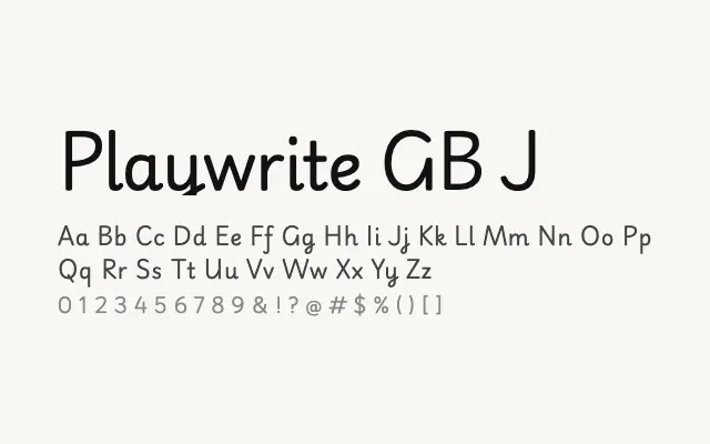 Playwrite GB J specimen from Google Fonts