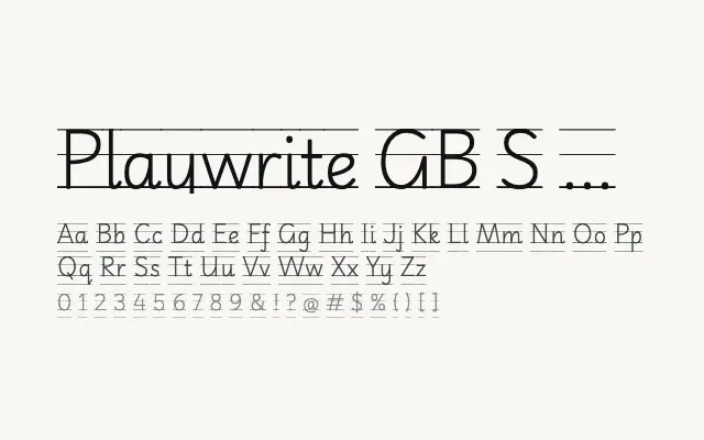 Playwrite GB S Guides specimen from Google Fonts