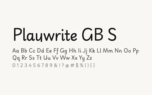 Playwrite GB S specimen from Google Fonts