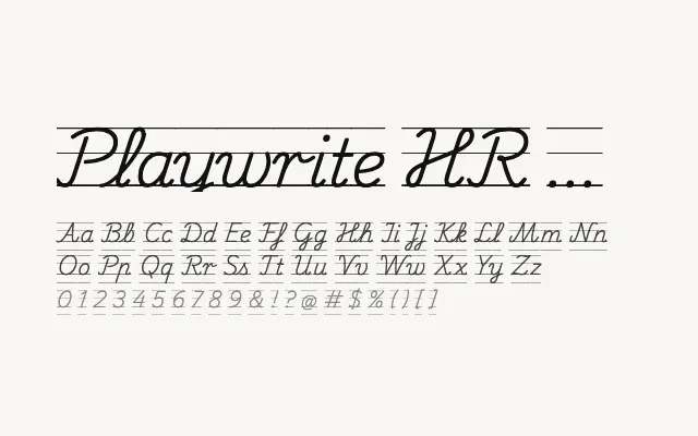 Playwrite HR Guides specimen from Google Fonts