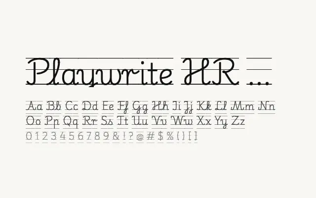 Playwrite HR Lijeva Guides specimen from Google Fonts