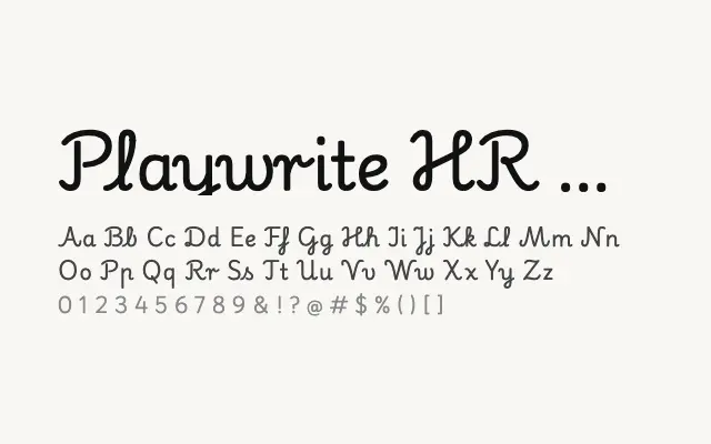 Playwrite HR Lijeva specimen from Google Fonts