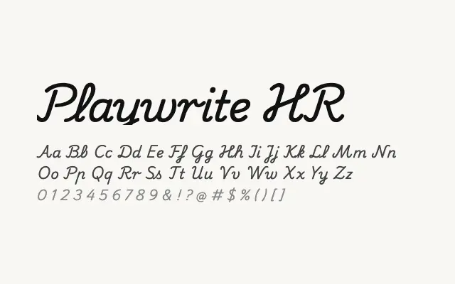 Playwrite HR specimen from Google Fonts