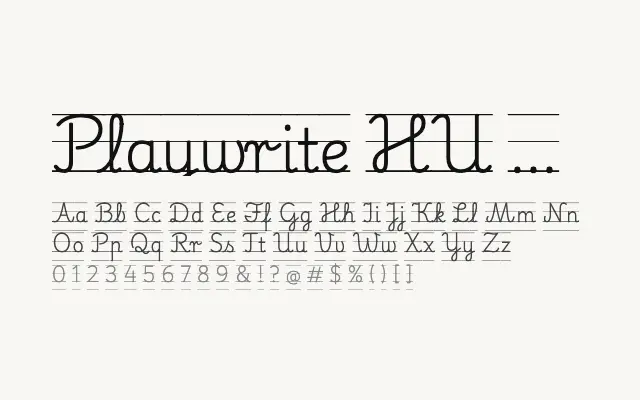 Playwrite HU Guides specimen from Google Fonts