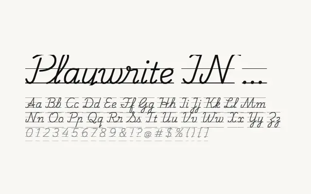 Playwrite IN Guides specimen from Google Fonts