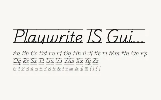 Playwrite IS Guides specimen from Google Fonts