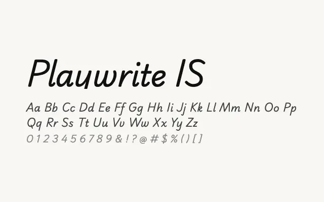 Playwrite IS specimen from Google Fonts