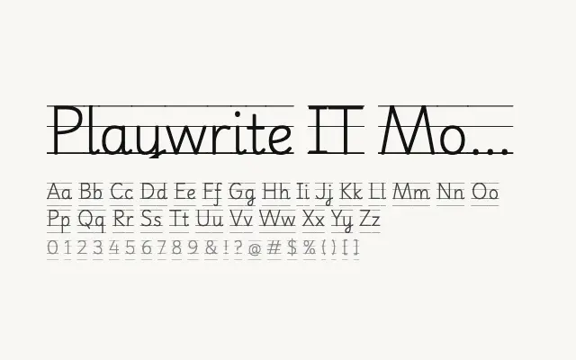 Playwrite IT Moderna Guides specimen from Google Fonts