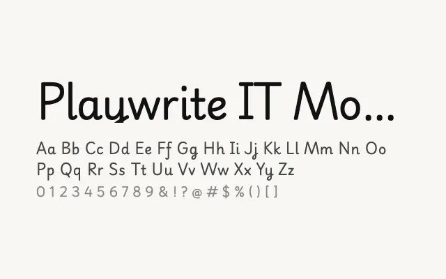 Playwrite IT Moderna specimen from Google Fonts