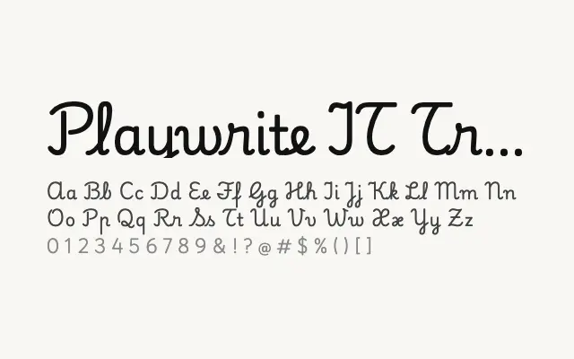 Playwrite IT Trad specimen from Google Fonts