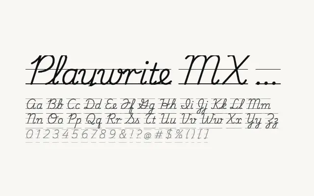 Playwrite MX Guides specimen from Google Fonts