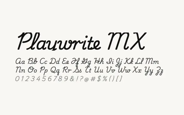 Playwrite MX specimen from Google Fonts
