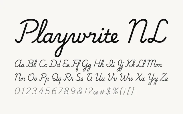 Playwrite NL specimen from Google Fonts
