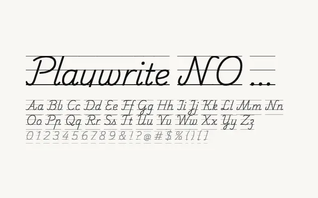 Playwrite NO Guides specimen from Google Fonts