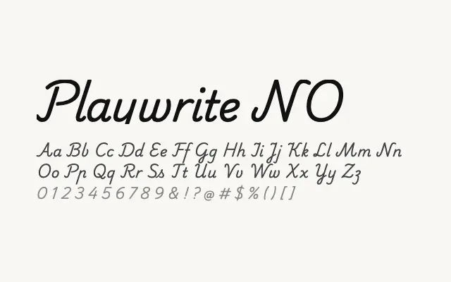 Playwrite NO specimen from Google Fonts