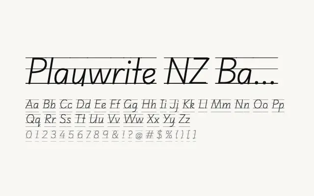 Playwrite NZ Basic Guides specimen from Google Fonts