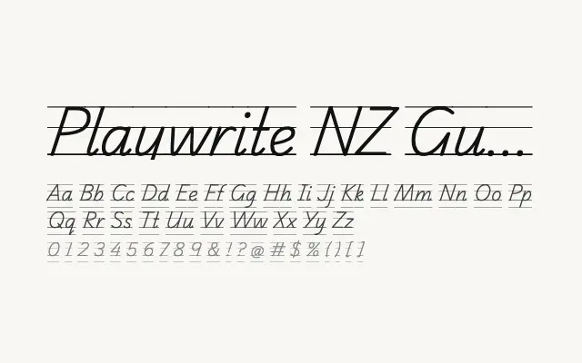 Playwrite NZ Guides specimen from Google Fonts