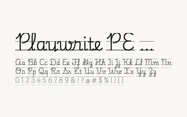 Playwrite PE Guides specimen from Google Fonts