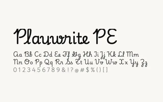 Playwrite PE specimen from Google Fonts