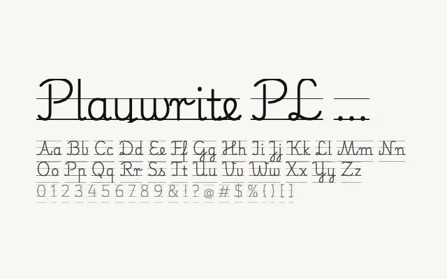 Playwrite PL Guides specimen from Google Fonts