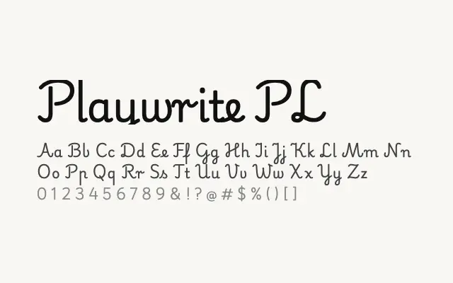 Playwrite PL specimen from Google Fonts