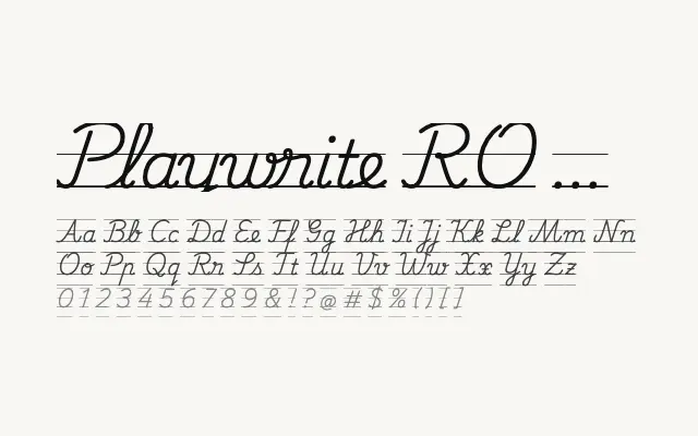 Playwrite RO Guides specimen from Google Fonts