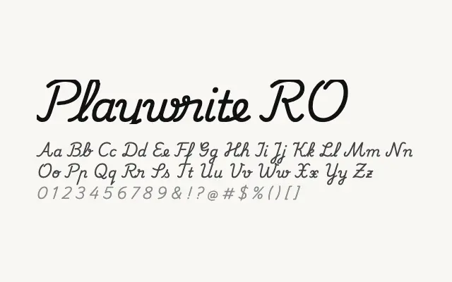 Playwrite RO specimen from Google Fonts