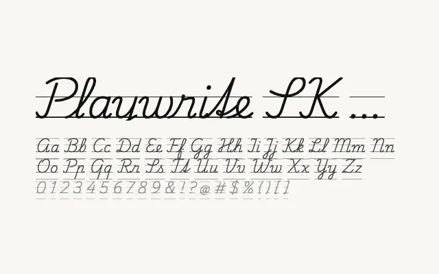 Playwrite SK Guides specimen from Google Fonts