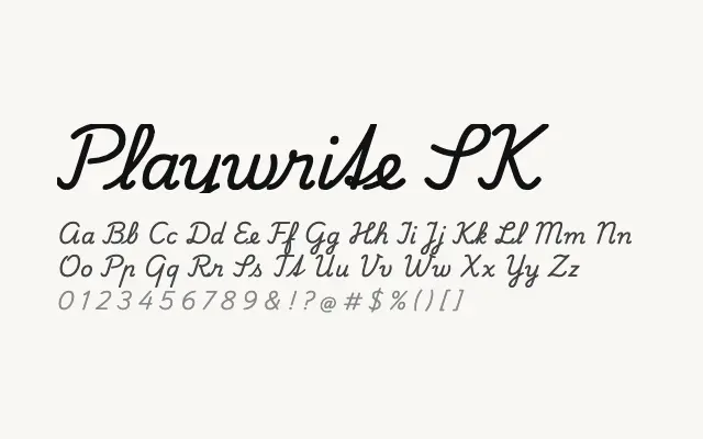 Playwrite SK specimen from Google Fonts