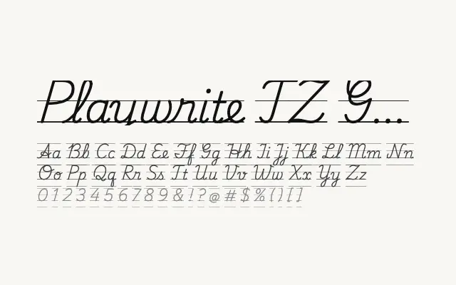 Playwrite TZ Guides specimen from Google Fonts
