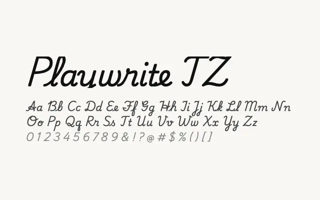 Playwrite TZ specimen from Google Fonts