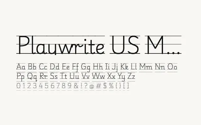 Playwrite US Modern Guides specimen from Google Fonts
