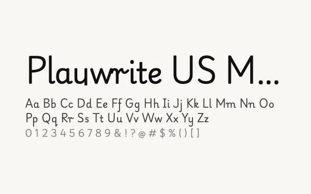 Playwrite US Modern specimen from Google Fonts