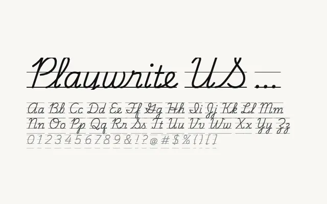 Playwrite US Trad Guides specimen from Google Fonts