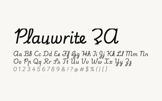 Playwrite ZA specimen from Google Fonts